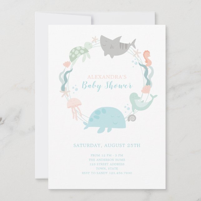 Under The Sea Baby Shower  Invitation (Front)