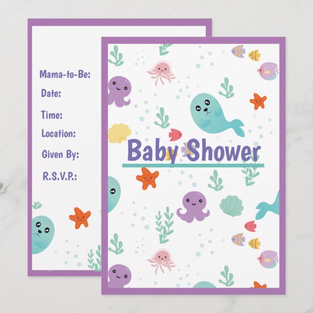 Under The Sea Baby Shower Invitation (Front/Back)
