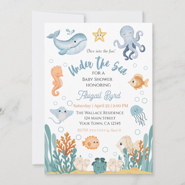 Under the Sea Baby Shower Invitation (Front)