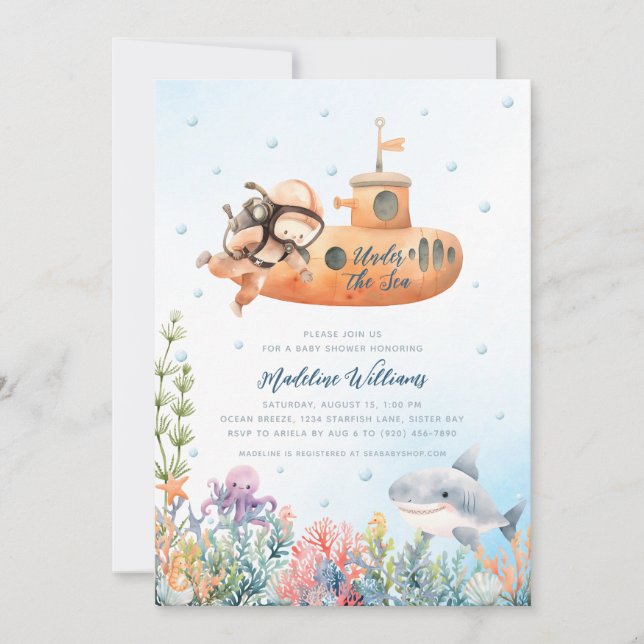 Under the Sea Baby Shower Invitation (Front)
