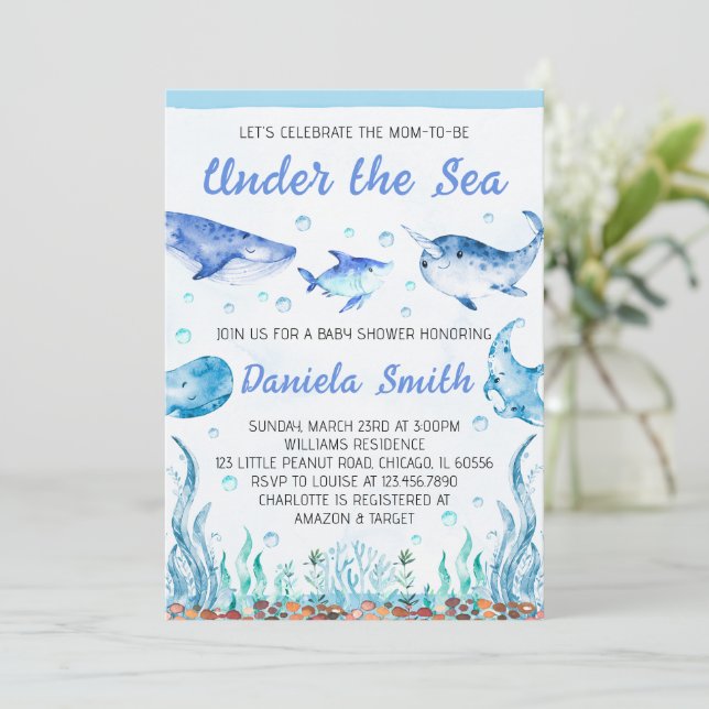 Under the Sea Baby Shower Invitation (Standing Front)