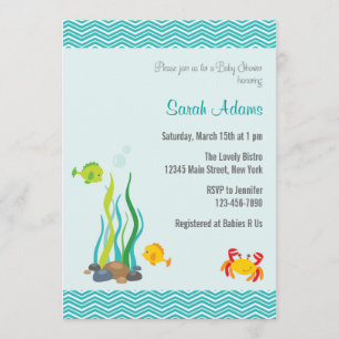 Under The Sea Baby Shower Invitation Ocean Blue