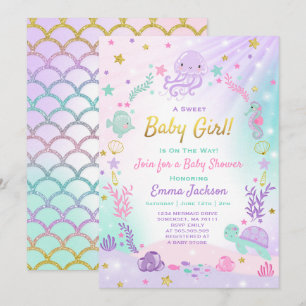 Under The Sea Baby Shower Invitation Pink & Gold