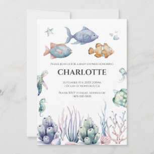 Under the Sea Baby Shower Invitation with QR Code 