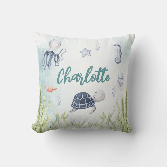 Under The Sea Baby Shower Nursery Pillow (Front)