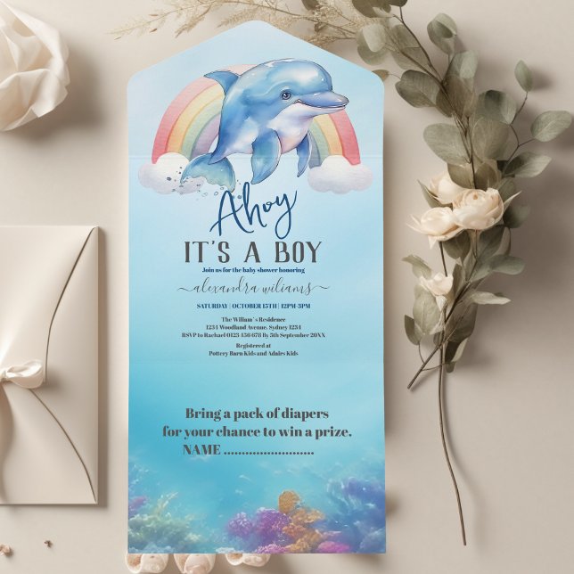 Under The Sea Baby Shower Ocean Animals Boy All In One Invitation (Creator Uploaded)