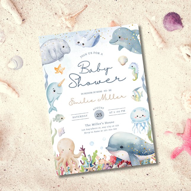 Under the Sea Baby Shower Ocean Animals Neutral Invitation (Creator Uploaded)