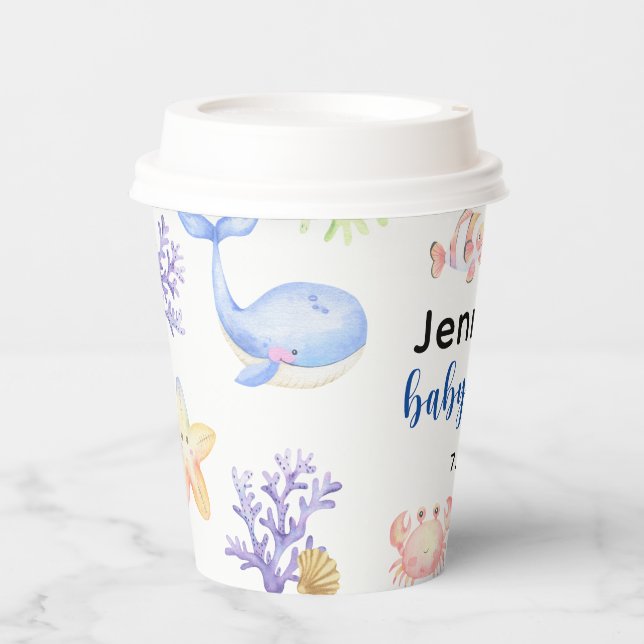 Under The Sea Baby Shower Ocean Animals Paper Cups (Front)
