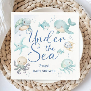 Under The Sea Baby Shower Ocean Blue Paper Napkin