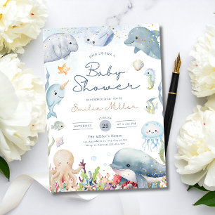 Under the Sea Baby Shower Ocean Gender Neutral Invitation