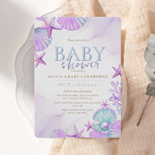 Under the Sea Baby Shower Ocean Watercolor Cute Invitation