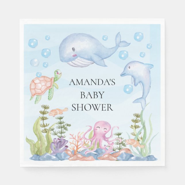 Under the Sea Baby Shower Paper Napkins (Front)