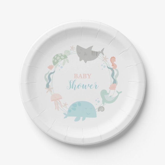 Under The Sea Baby Shower Paper Plate (Front)