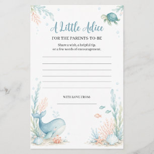Under the Sea Baby Shower Parent Advice Flyer