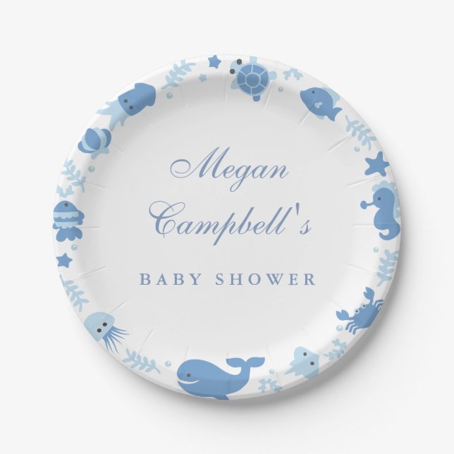 Under The Sea Baby Shower Plates (Front)