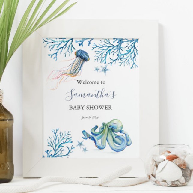 Under The Sea Baby Shower Posters (Baby shower posters nautical under the sea theme watercolor art Victoria Grigaliunas Do Tell A Belle)
