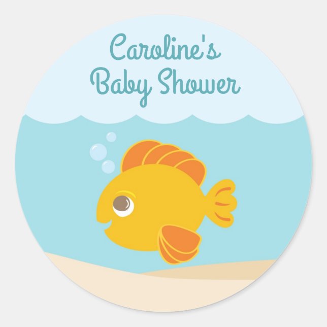 Under the Sea Baby Shower Round Sticker blue-green (Front)