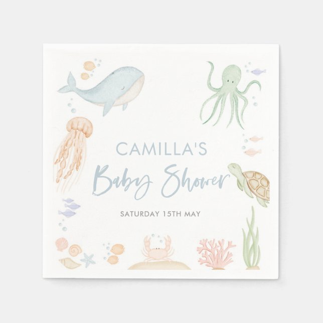 Under The Sea Baby Shower Sea Animal Napkin (Front)