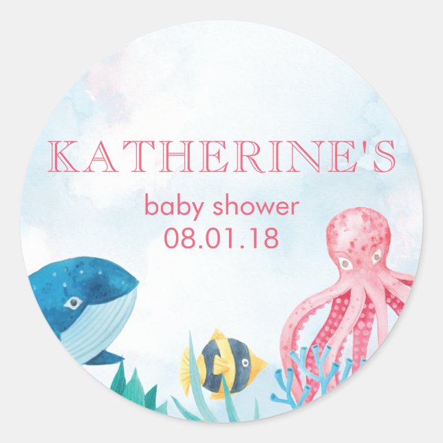 Under the Sea Baby Shower Stickers (Front)