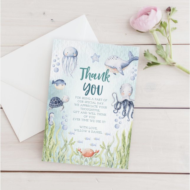 Under The Sea Baby Shower Thank You Card (Under The Sea Baby Shower Thank You Card)