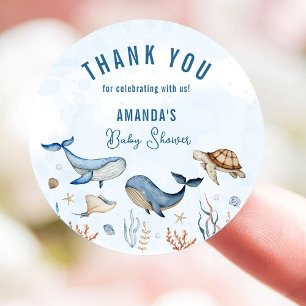 Under the sea Baby Shower Thank You Classic Round Sticker