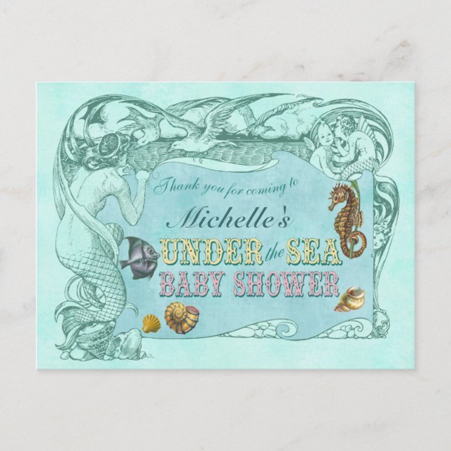 Under the Sea Baby Shower Thank You Postcard (Front)