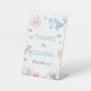 Under the Sea Baby Shower Thanks for coming Pedestal Sign
