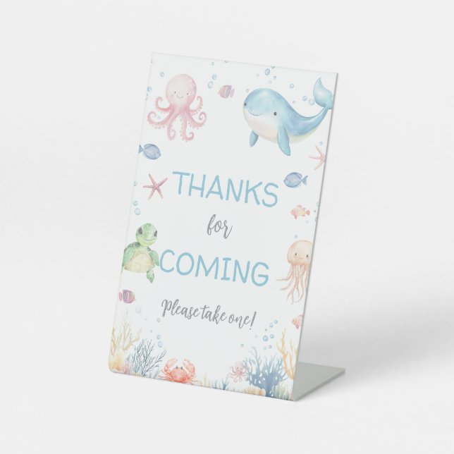 Under the Sea Baby Shower Thanks for coming Pedestal Sign (Front)