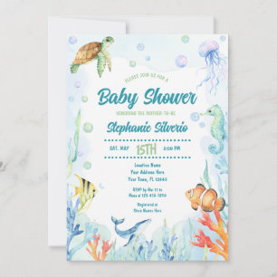 Under the Sea Baby Shower Watercolor Invitation
