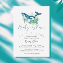 Under the Sea Baby Shower Watercolor Whale Floral