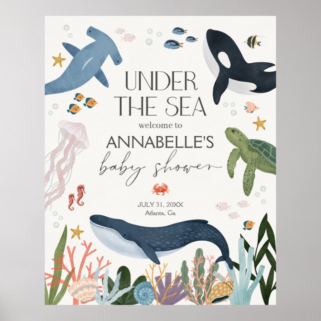 Under The Sea Baby Shower Welcome Sign (Front)