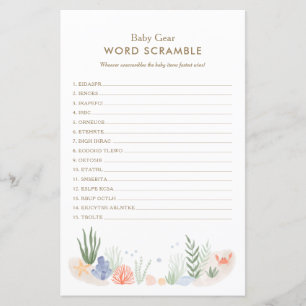 Under the Sea Baby Shower Word Scramble Game