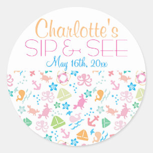 Under The Sea Baby Sip and See Classic Round Sticker