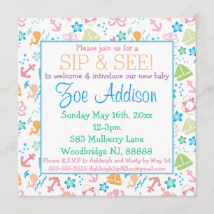 Under The Sea Baby Sip and See Invitation
