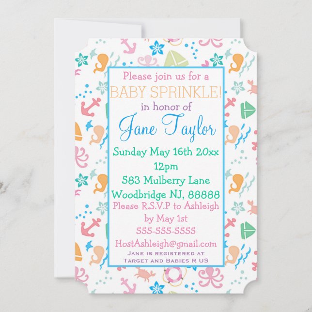 Under The Sea Baby Sprinkle Invitation (Front)