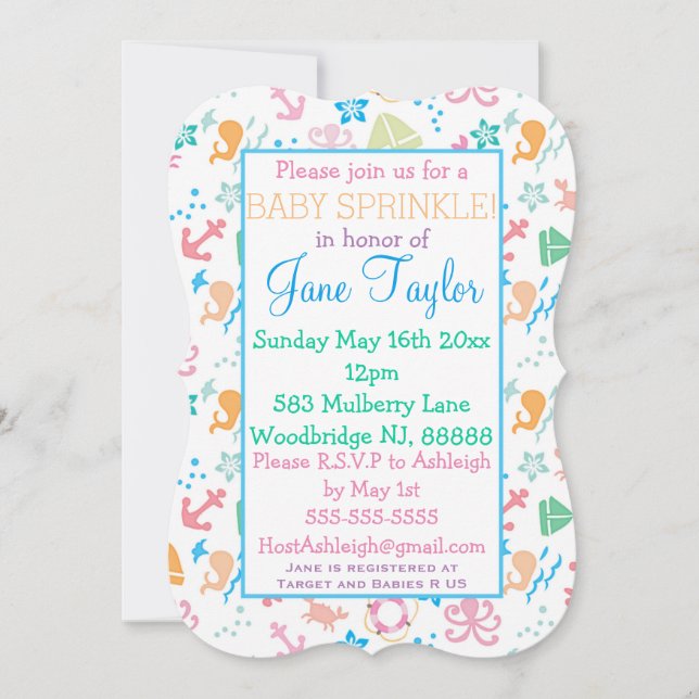 Under The Sea Baby Sprinkle Invitation (Front)