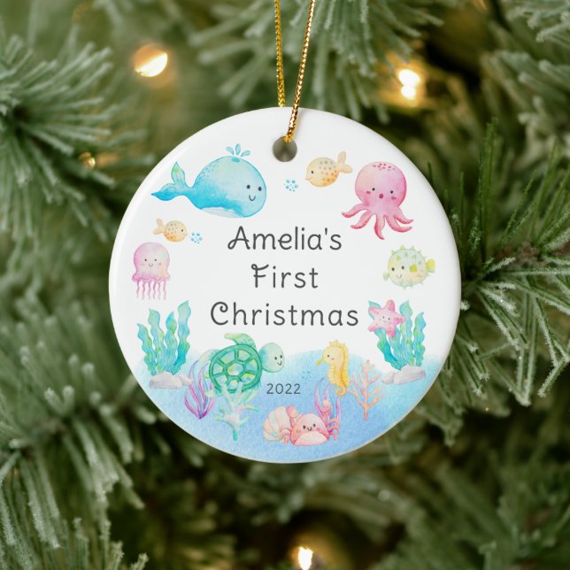 Under the Sea Baby's First Christmas  Ceramic Tree Decoration (Tree)