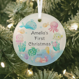 Under the Sea Baby's First Christmas Glass Tree Decoration