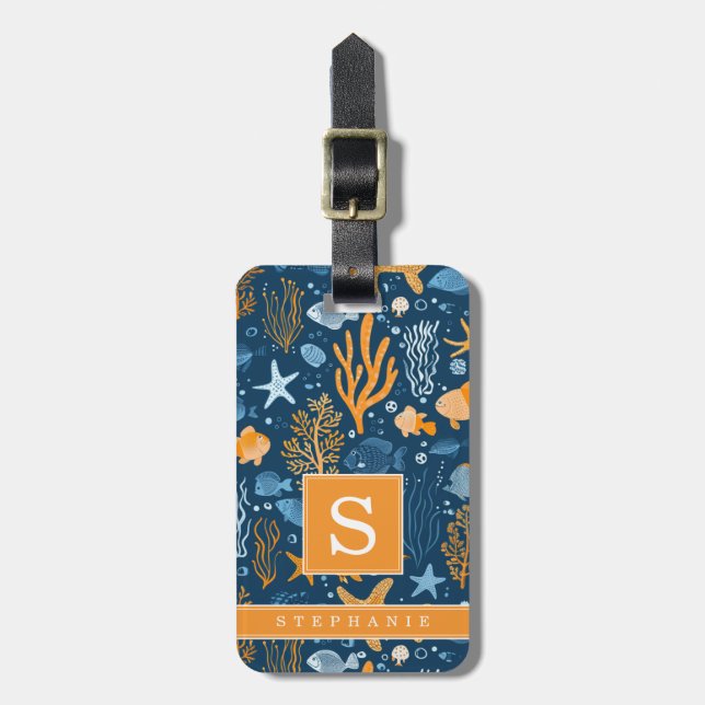 Under the Sea Background Luggage Tag (Front Vertical)
