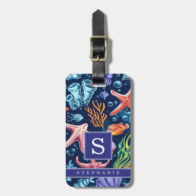 Under the Sea Background Luggage Tag (Front Vertical)