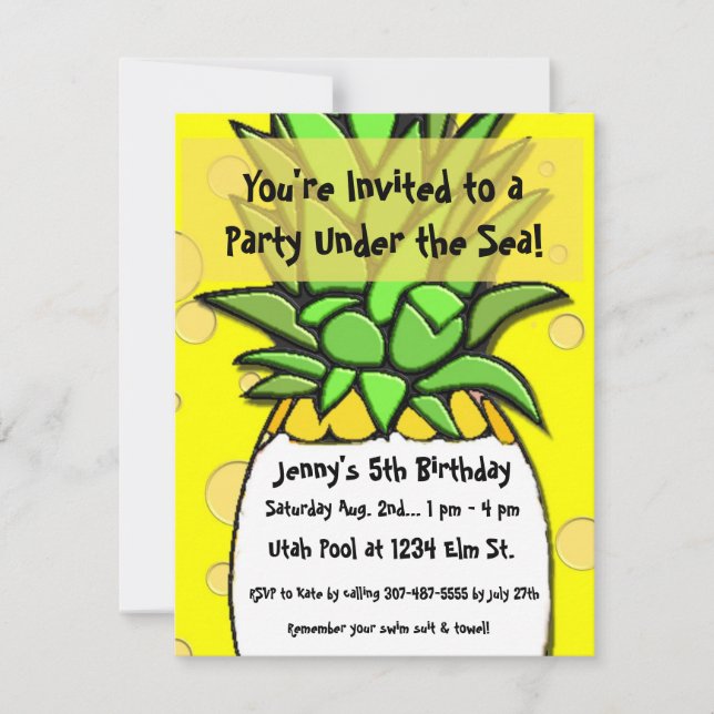 Under the Sea, Beach Party Kid Birthday Invitation (Front)