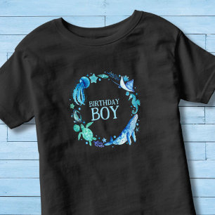 Under the Sea Birthday Boy Watercolor Ocean Animal Toddler T-Shirt