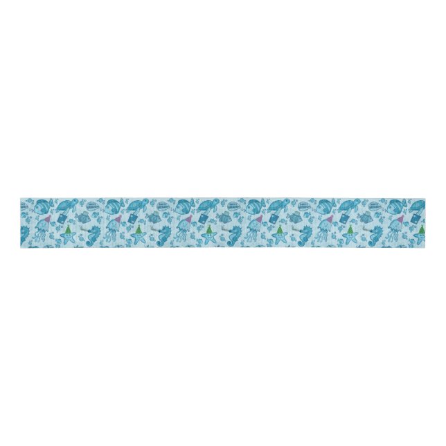 Under the Sea Birthday Gift Wrap Grosgrain Ribbon (Front)