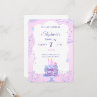 Under the Sea Birthday Girl’s 7th Ocean Theme Invitation