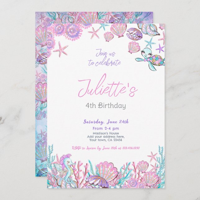 Under the Sea Birthday Invitation (Front/Back)