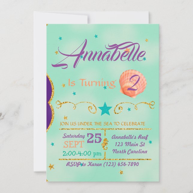Under The Sea Birthday Invitation (Front)
