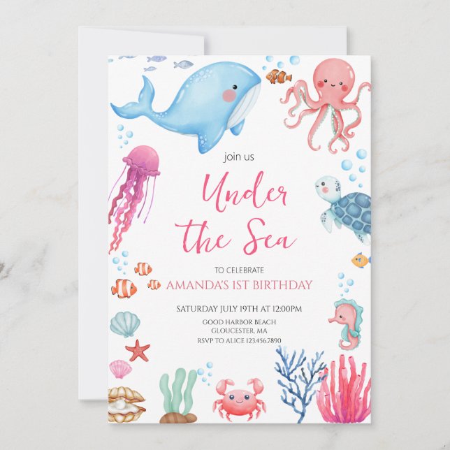 Under the Sea Birthday Invitation (Front)