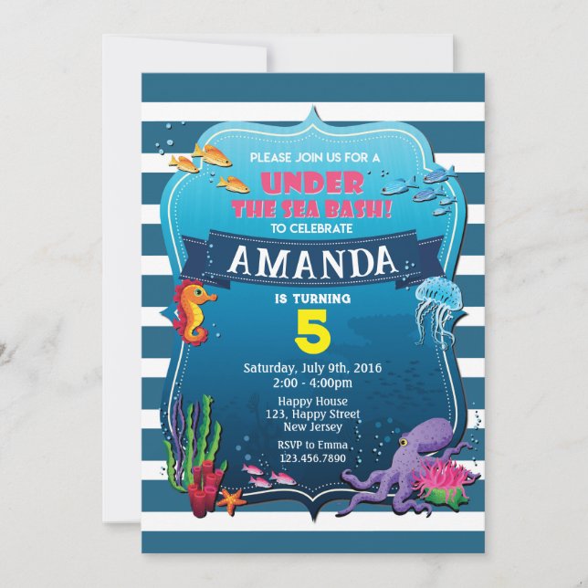 Under The Sea Birthday Invitation (Front)