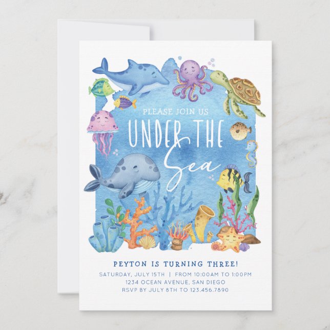 Under the Sea Birthday Invitation for Any Age (Front)