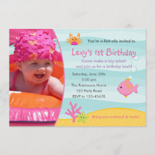 Under The Sea Birthday Invitation Girls with Photo